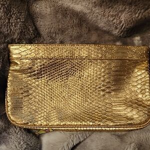 Guess Gold Snake-Embossed Clutch